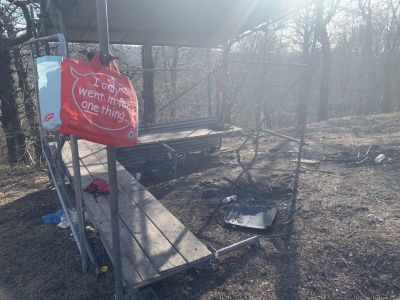 The structure had been put up in Buck Wood at the back of Villers Close and has been the source of considerable anti-social behaviour over the past week