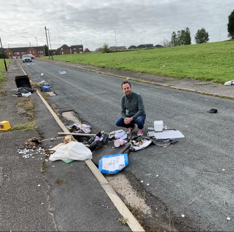 Councillor Ben Miskell reporting yet more fly-tipping on Algar Place and Drive in Arbourthorne