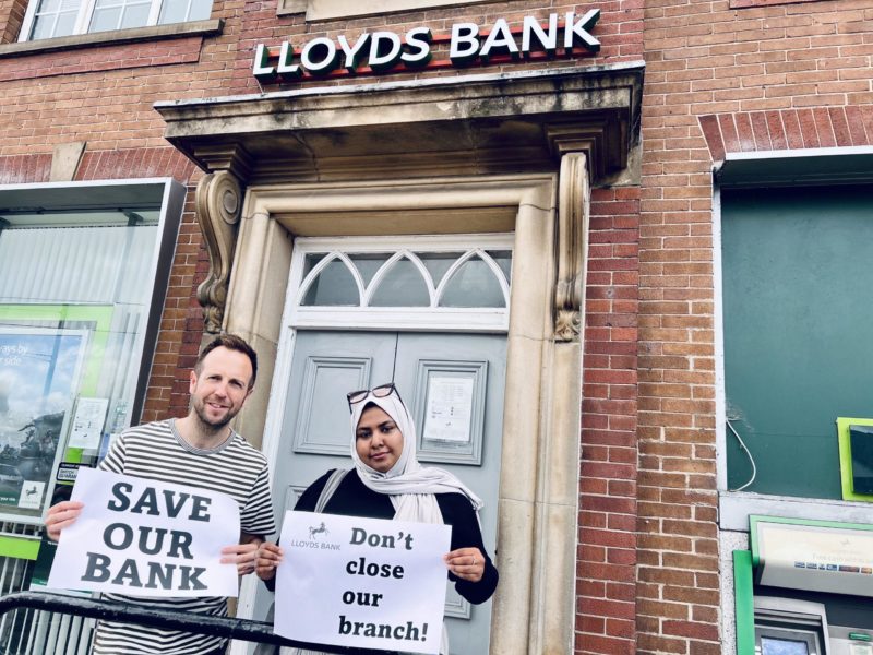 Cllr Ben Miskell and Cllr Nabeela Mowlana launching the campaign to save the local branch from closure