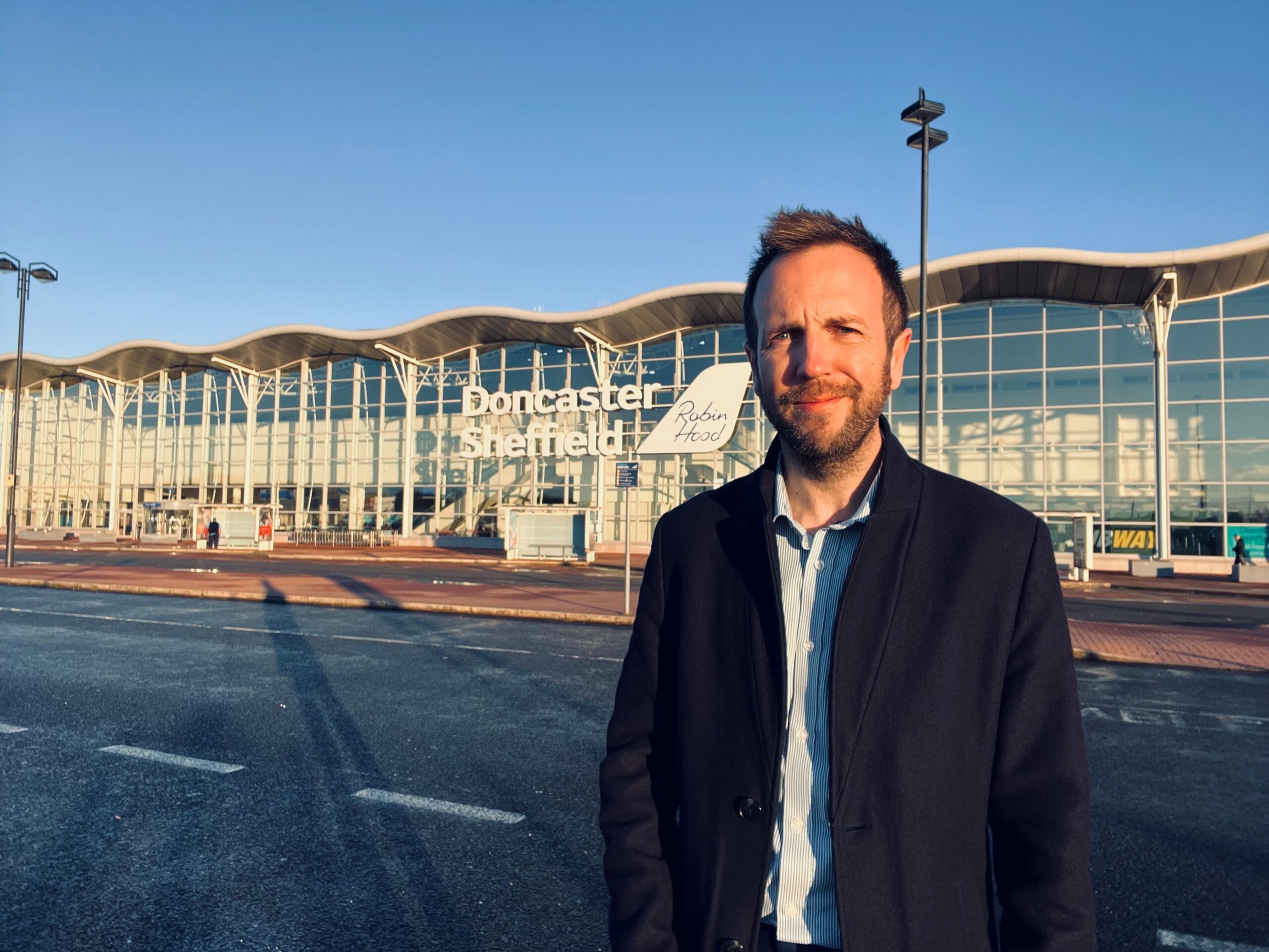 Cllr Ben Miskell outside Doncaster Sheffield Airport
